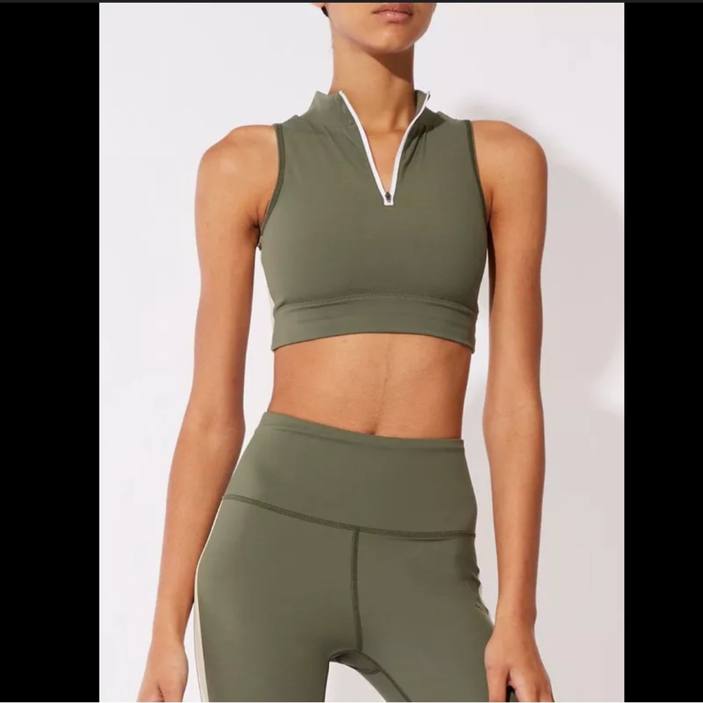 SOLID & STRIPED The Serena Bra in Olive Green.
